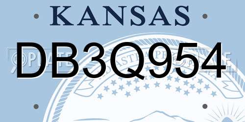 DB3Q954 Kansas License Plate