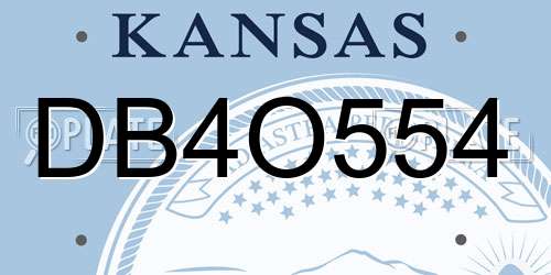 DB4O554 Kansas License Plate