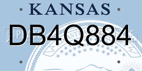 DB4Q884 Kansas License Plate