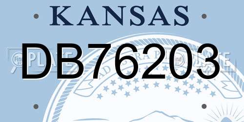 DB76203 Kansas License Plate