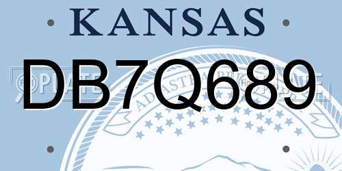 DB7Q689 Kansas License Plate
