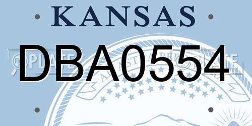 DBA0554 Kansas License Plate