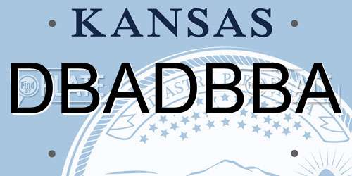 DBADBBA Kansas License Plate