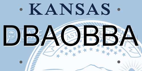 DBAOBBA Kansas License Plate