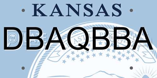 DBAQBBA Kansas License Plate