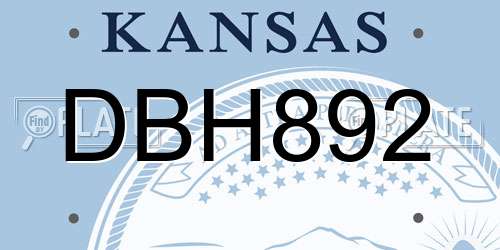 DBH892 Kansas License Plate