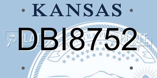 DBI8752 Kansas License Plate