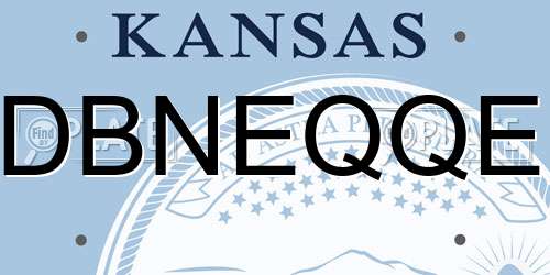 DBNEQQE Kansas License Plate