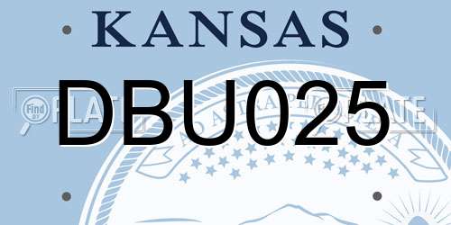 DBU025 Kansas License Plate