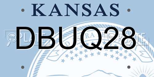DBUQ28 Kansas License Plate