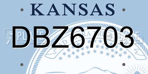 DBZ6703 Kansas License Plate