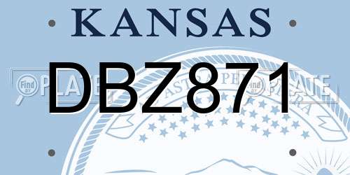 DBZ871 Kansas License Plate