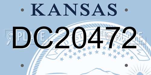 DC20472 Kansas License Plate