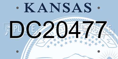 DC20477 Kansas License Plate