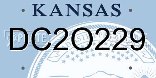 DC2O229 Kansas License Plate