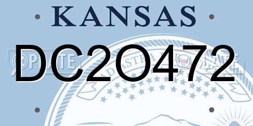 DC2O472 Kansas License Plate