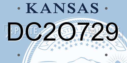 DC2O729 Kansas License Plate