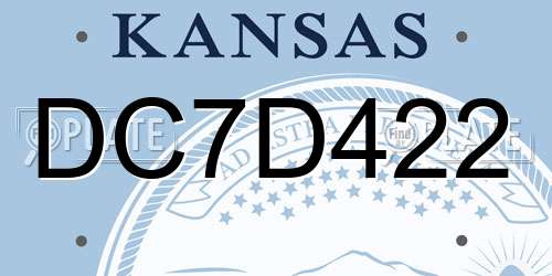 DC7D422 Kansas License Plate