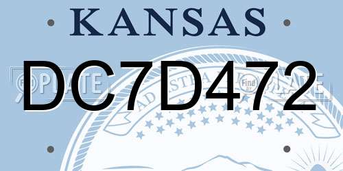 DC7D472 Kansas License Plate