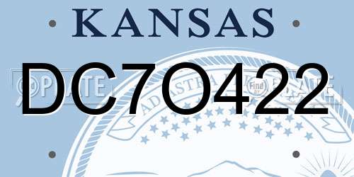 DC7O422 Kansas License Plate