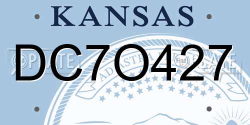 DC7O427 Kansas License Plate