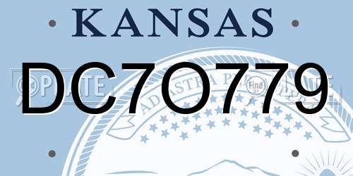 DC7O779 Kansas License Plate