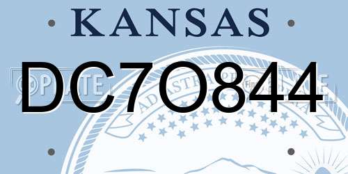 DC7O844 Kansas License Plate