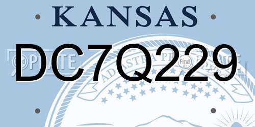 DC7Q229 Kansas License Plate