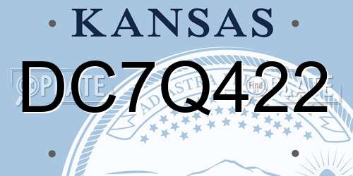 DC7Q422 Kansas License Plate