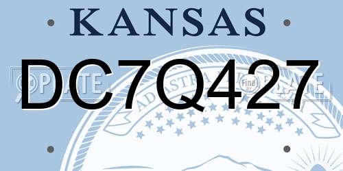 DC7Q427 Kansas License Plate