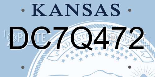 DC7Q472 Kansas License Plate
