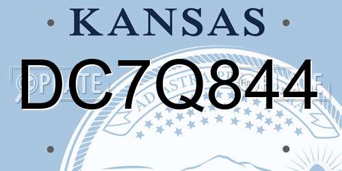 DC7Q844 Kansas License Plate