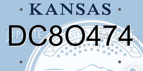 DC8O474 Kansas License Plate