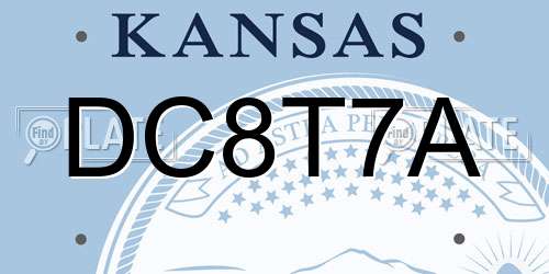 DC8T7A Kansas License Plate