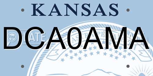 DCA0AMA Kansas License Plate