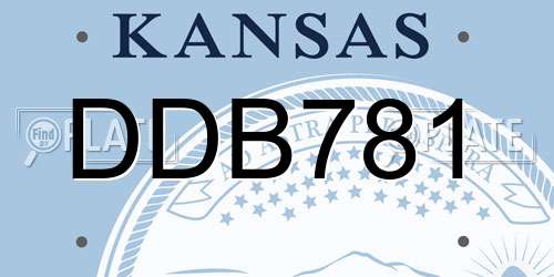 DDB781 Kansas License Plate