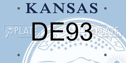 DE93 Kansas License Plate
