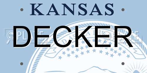 DECKER Kansas License Plate