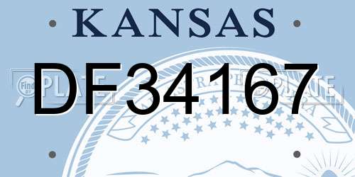 DF34167 Kansas License Plate