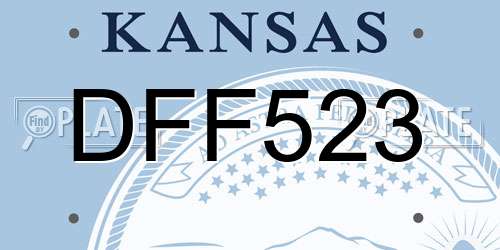 DFF523 Kansas License Plate