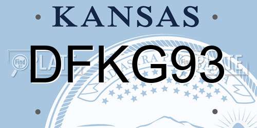 DFKG93 Kansas License Plate