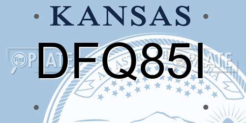 DFQ85I Kansas License Plate