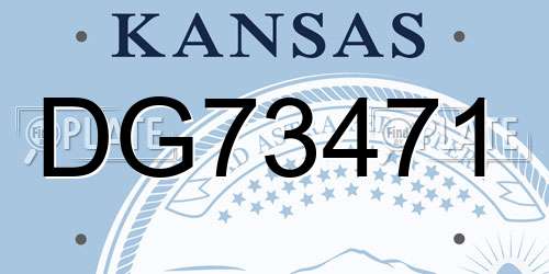 DG73471 Kansas License Plate