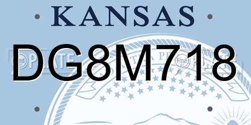 DG8M718 Kansas License Plate
