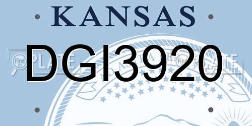 DGI3920 Kansas License Plate