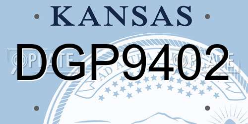 DGP9402 Kansas License Plate