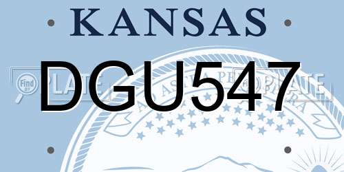 DGU547 Kansas License Plate