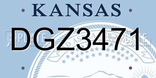 DGZ3471 Kansas License Plate
