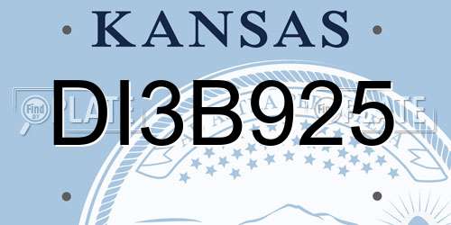 DI3B925 Kansas License Plate