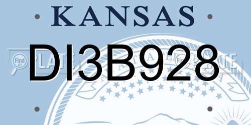 DI3B928 Kansas License Plate